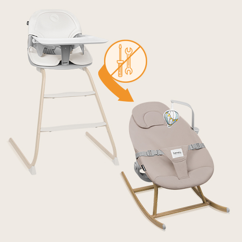 Lionelo Dalia Set Grey Stone Natural — Hochstuhl und Babywippe